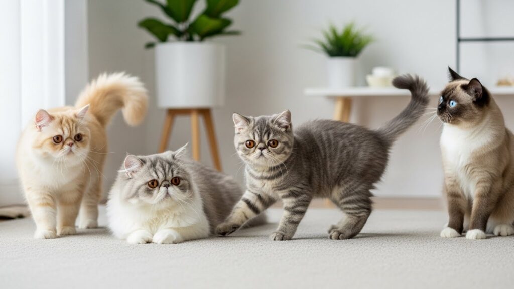 ペルシャ系猫が部屋で遊んでいる