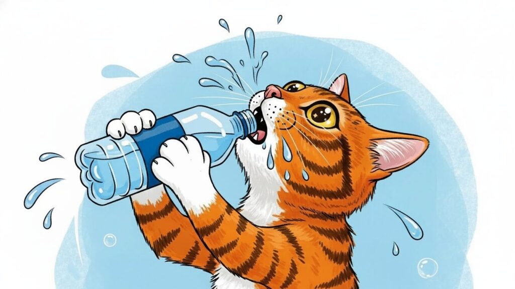 水をガバガバ飲んでいる猫