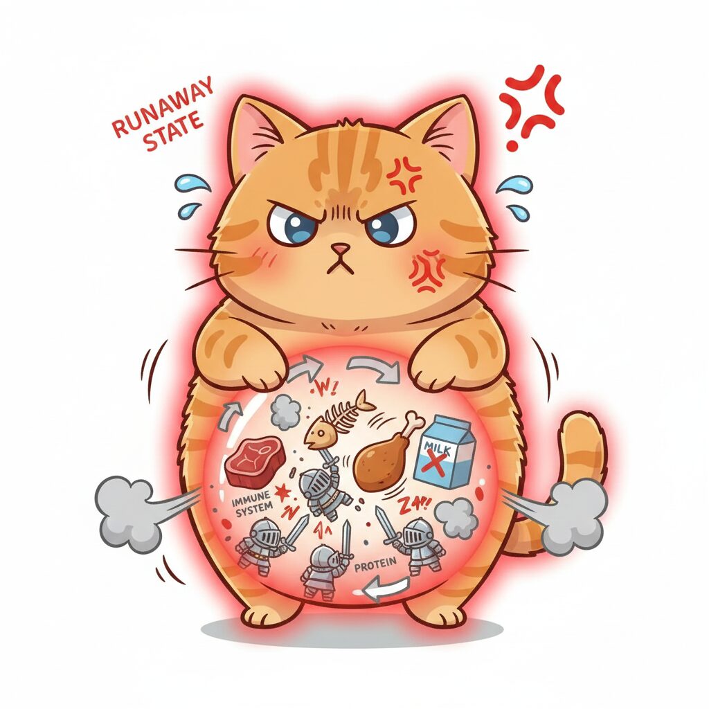 猫の免疫がアレルギーになっているイメージ