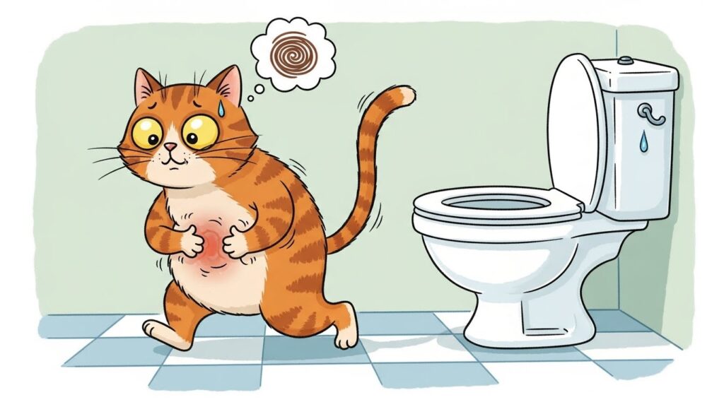 猫が下痢になっているイラスト