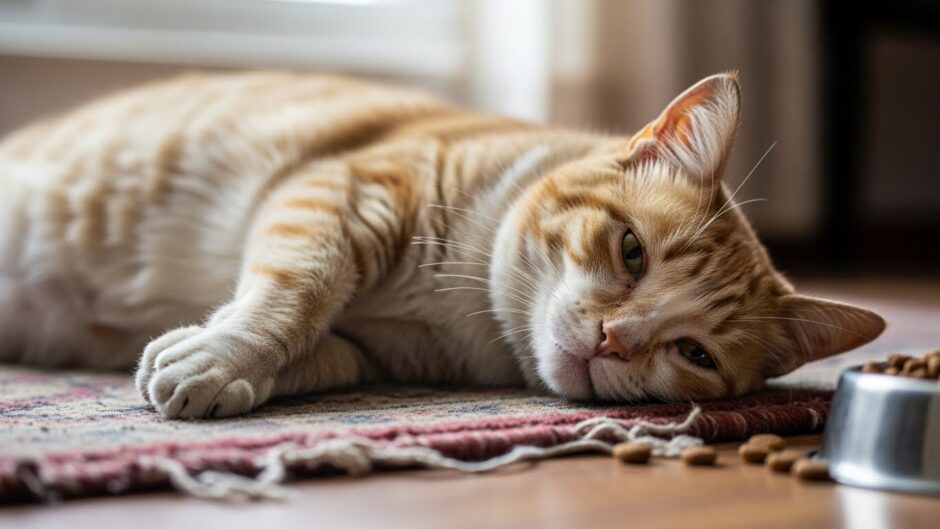 猫が体調不良でぐったりしている