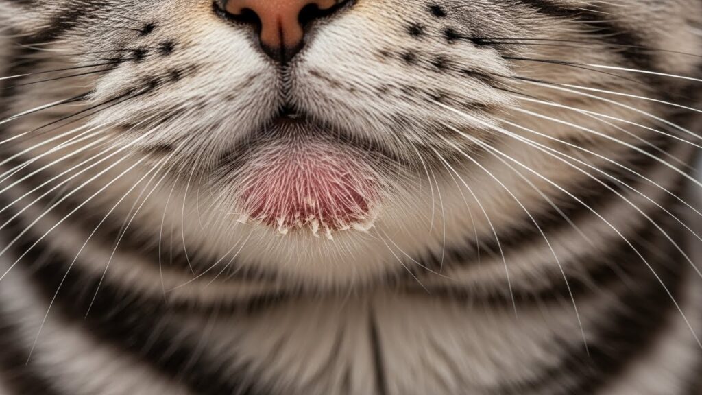 顎下の猫カビによるハゲイメージ